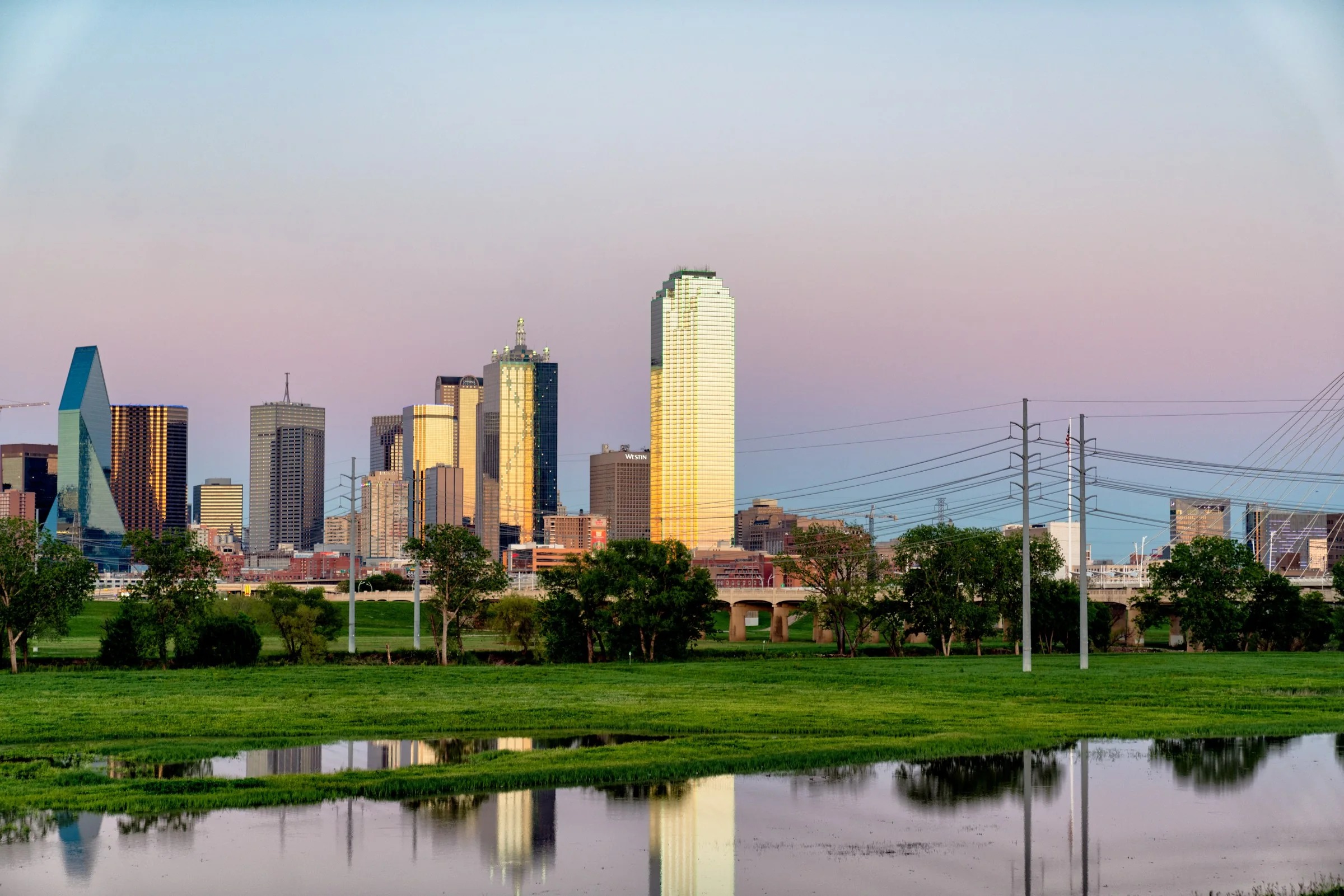 Dallas skyline reflected in the Trinity River
